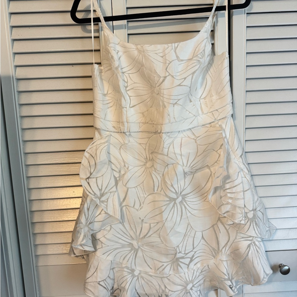 L'ATISTE White Dress with Floral Accents